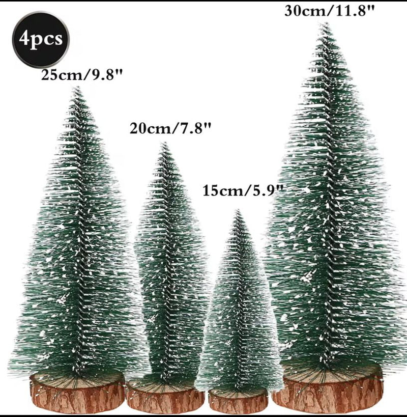 Mini Árvore de Natal Base de Madeira em Miniatura