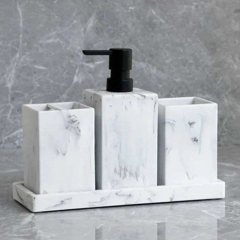 Acessórios de Banheiro com Efeito Mármore - Casa Farfelle