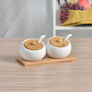 Açucareiro em Cerâmica e Base de Bambu - Casa Farfelle