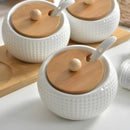 Açucareiro em Cerâmica e Base de Bambu - Casa Farfelle