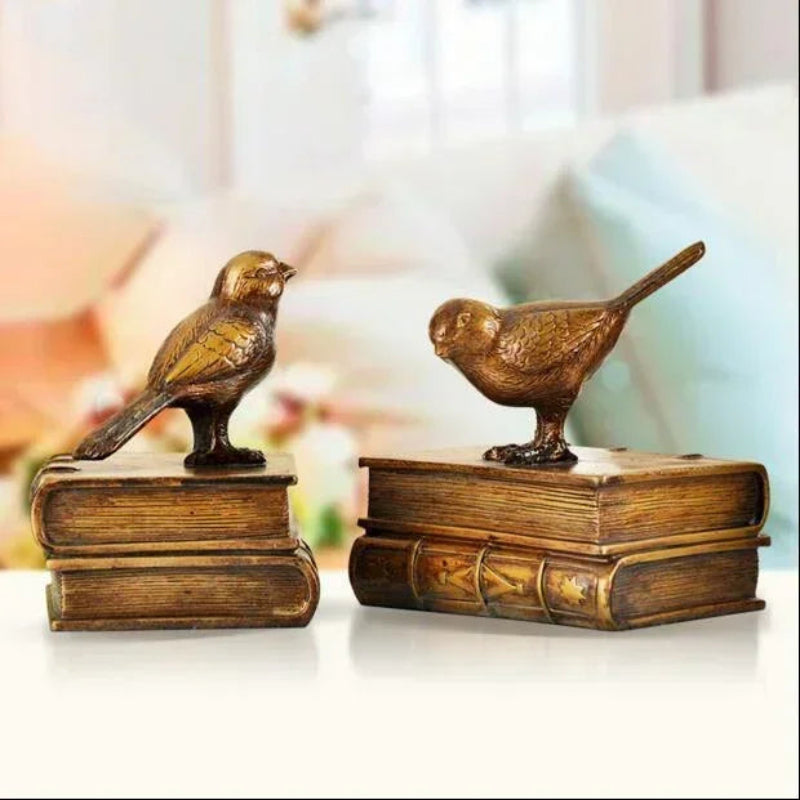 Aparadores de Livros Retro Birds em Resina - Casa Farfelle