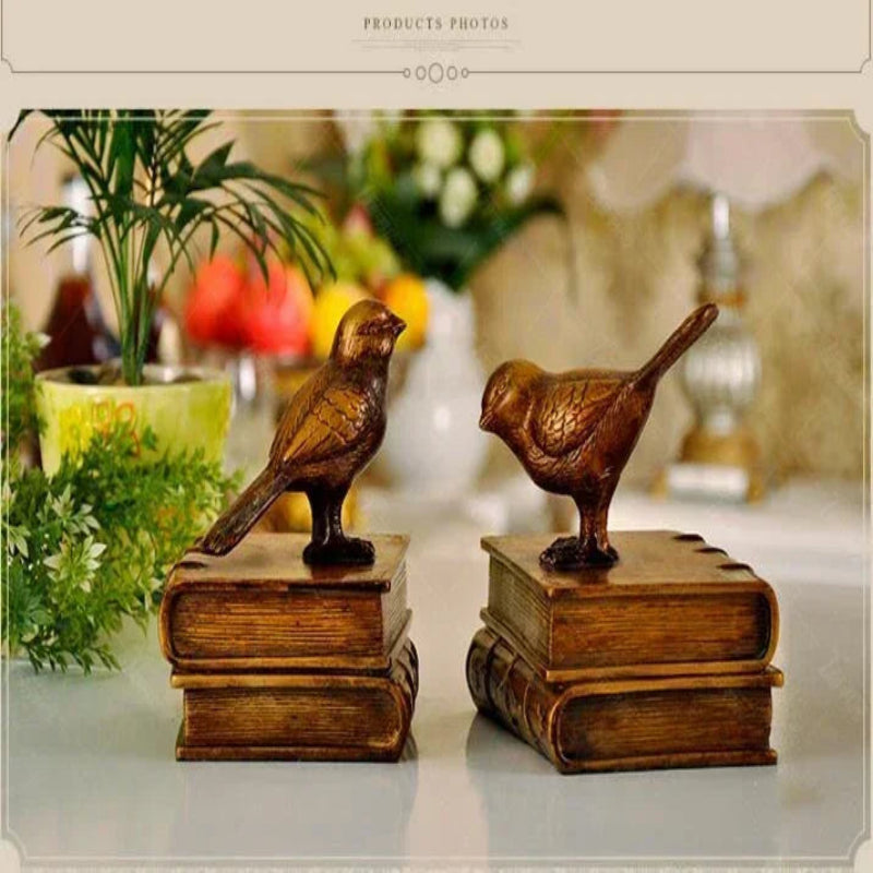 Aparadores de Livros Retro Birds em Resina - Casa Farfelle