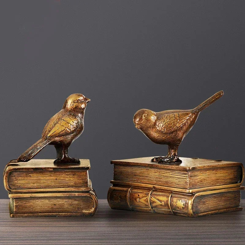 Aparadores de Livros Retro Birds em Resina - Casa Farfelle