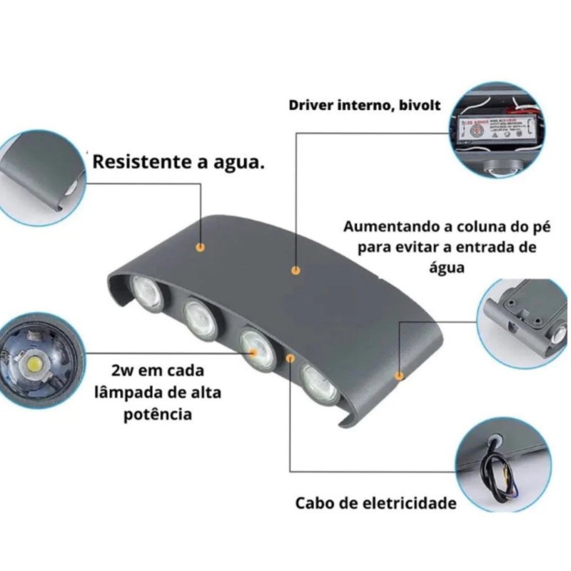 Arandela Externa Led em Alumínio à Prova d'água - Casa Farfelle