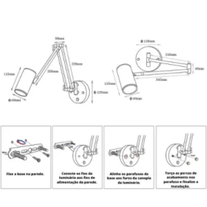 Arandela LED Articulada para Escritório - Casa Farfelle