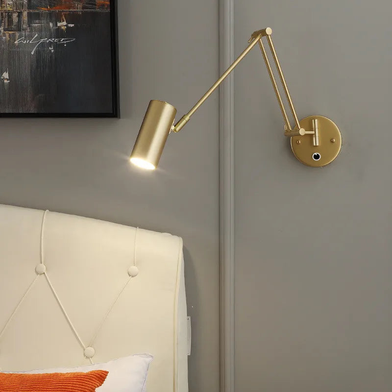 Arandela LED Dourada de Parede Articulada para Escritório - Casa Farfelle