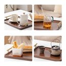 Bandeja Decorativa de Madeira Retangular com Alça Polihousi - Casa Farfelle