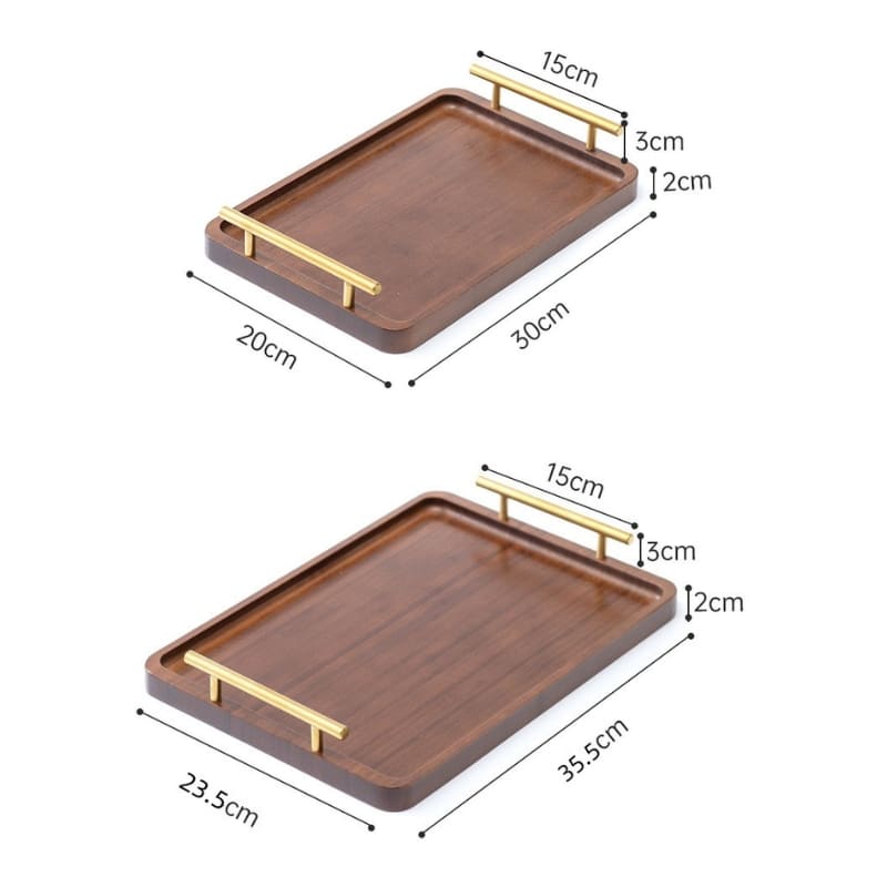 Bandeja Decorativa de Madeira Retangular com Alça Polihousi - Casa Farfelle