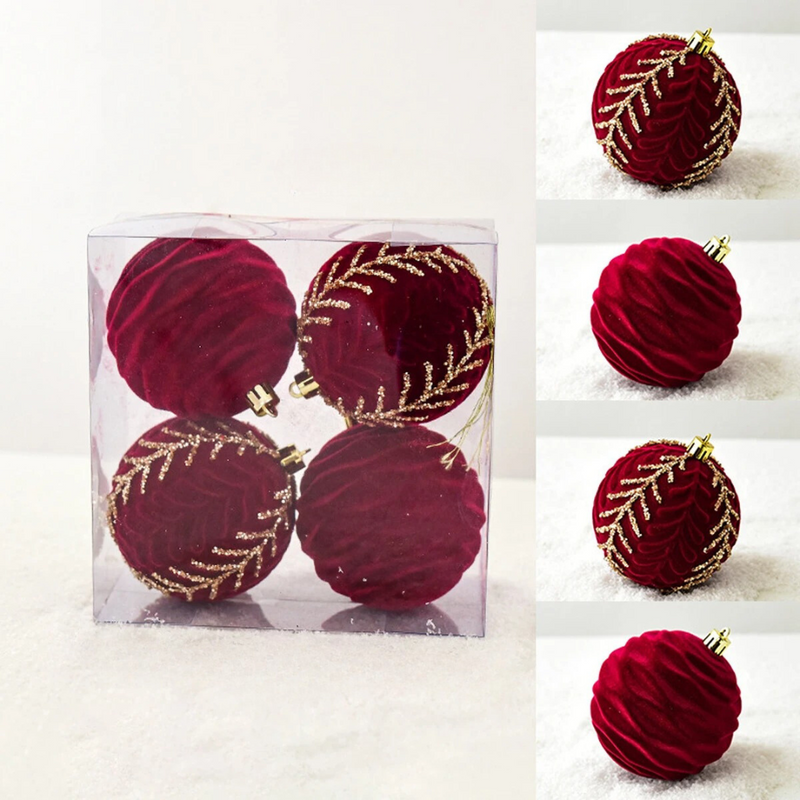 Bolas de Natal Pintadas e de Pelúcia Vermelhas para Árvore de Natal