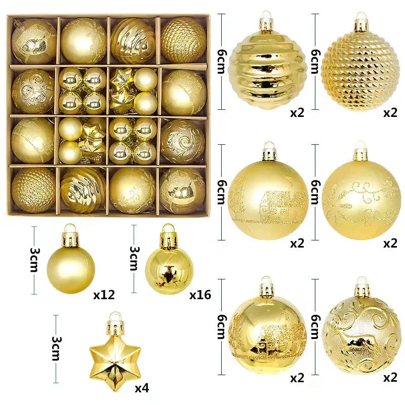 Bolas de Natal Variadas - Kit com 44 Unidades - Casa Farfelle