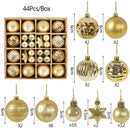 Bolas para Árvore de Natal Branca/Vermelha/Dourada - Kit com 44 Unidades