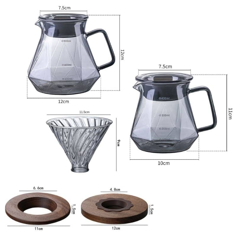 Bule de Café Vidro Borossilicato Coador de Café Hario V60 Polihousi - Casa Farfelle