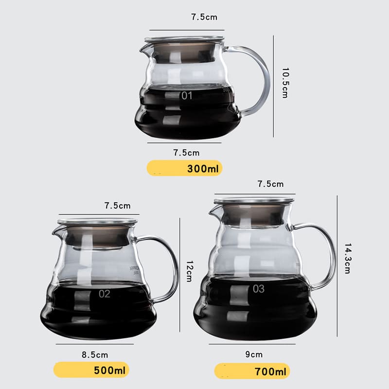 Bule de Café de Vidro Borossilicato com Coador de Café tipo Hario V60 - Casa Farfelle