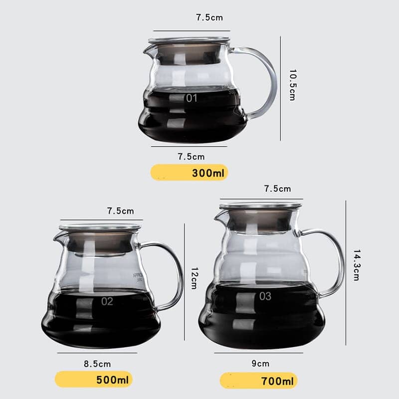 Bule de Café de Vidro Borossilicato com Coador de Café tipo Hario V60 - Casa Farfelle