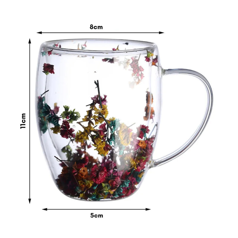 Caneca de Vidro Duplo Floral Casa Splêndida - Casa Farfelle