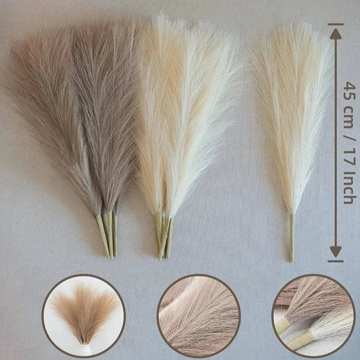 Capim dos Pampas Pluma Artificial para Decoração 3 Peças - Casa Farfelle