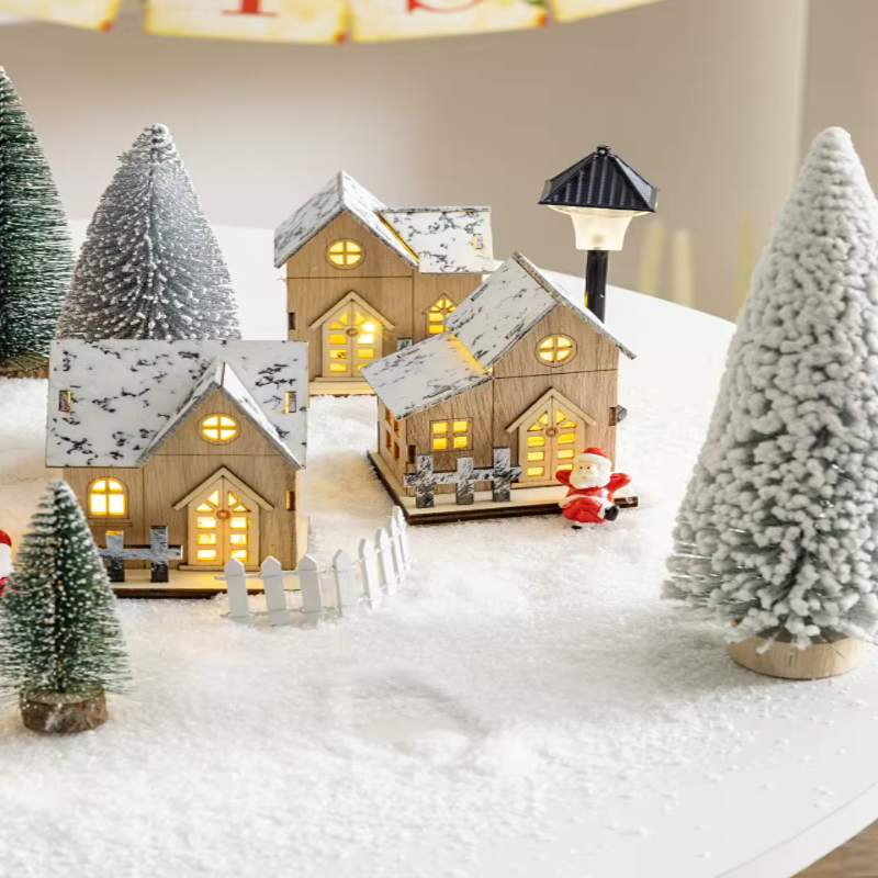 Casa de Madeira de Natal com Luz LED