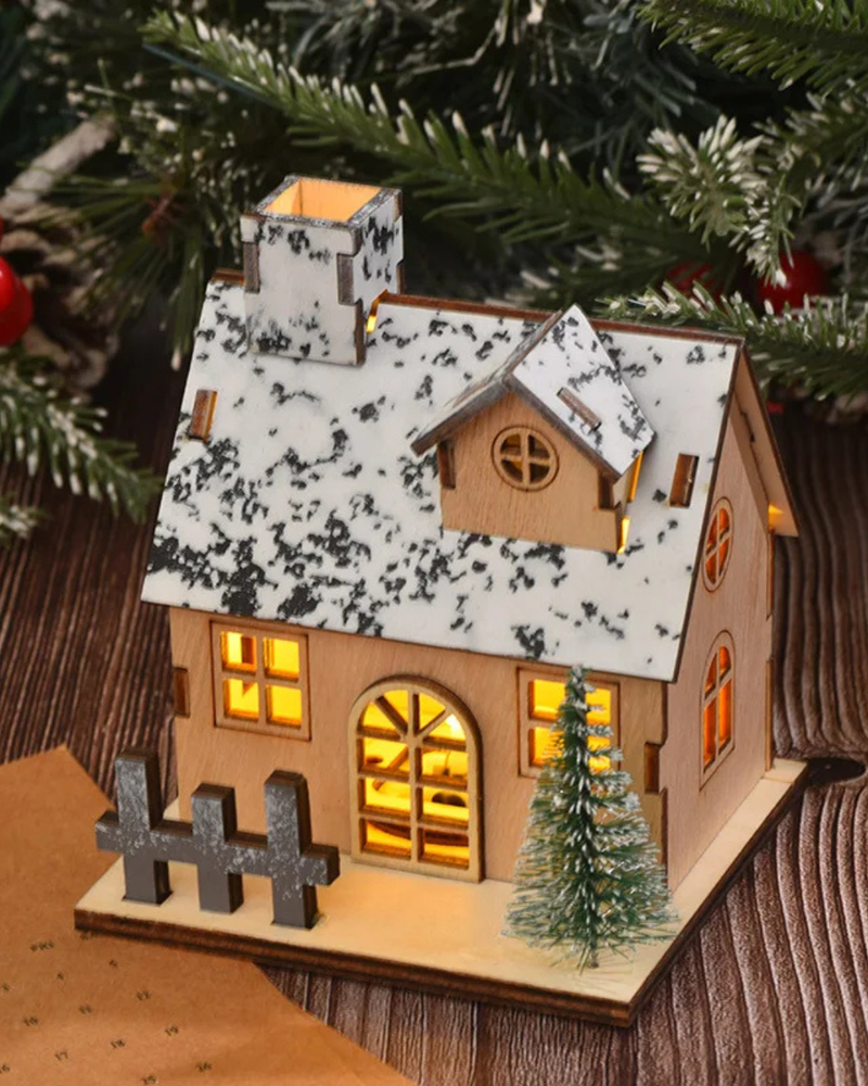 Casa de Madeira de Natal com Luz LED