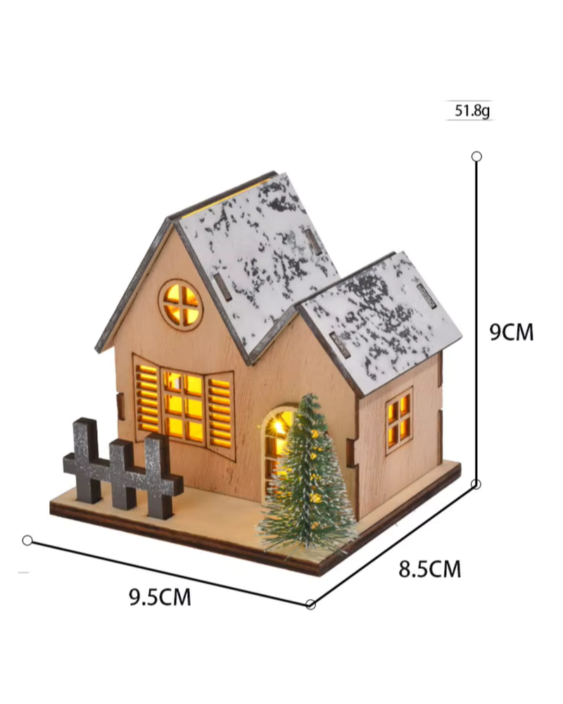 Casa de Madeira de Natal com Luz LED