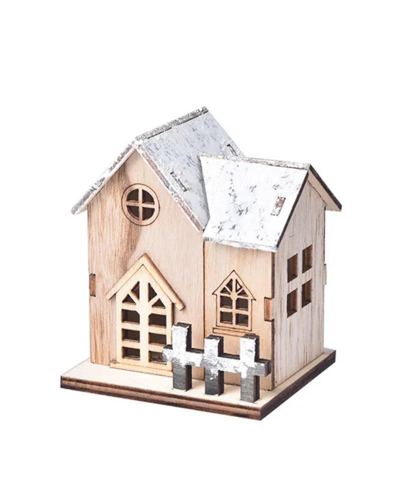 Casa de Madeira de Natal com Luz LED