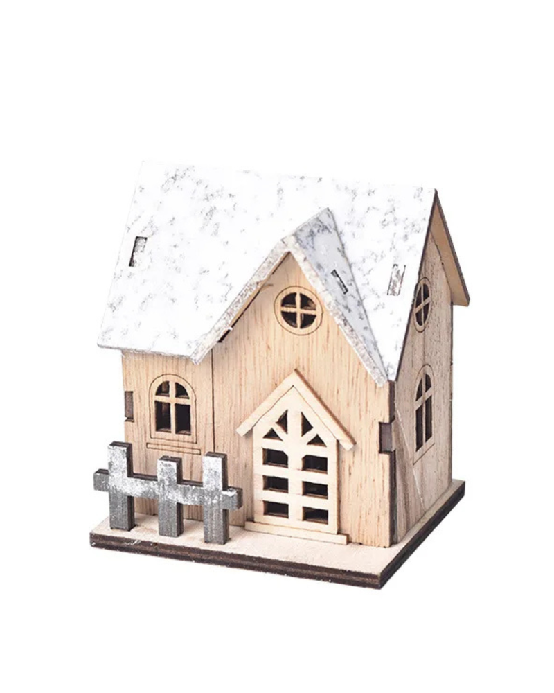 Casa de Madeira de Natal com Luz LED