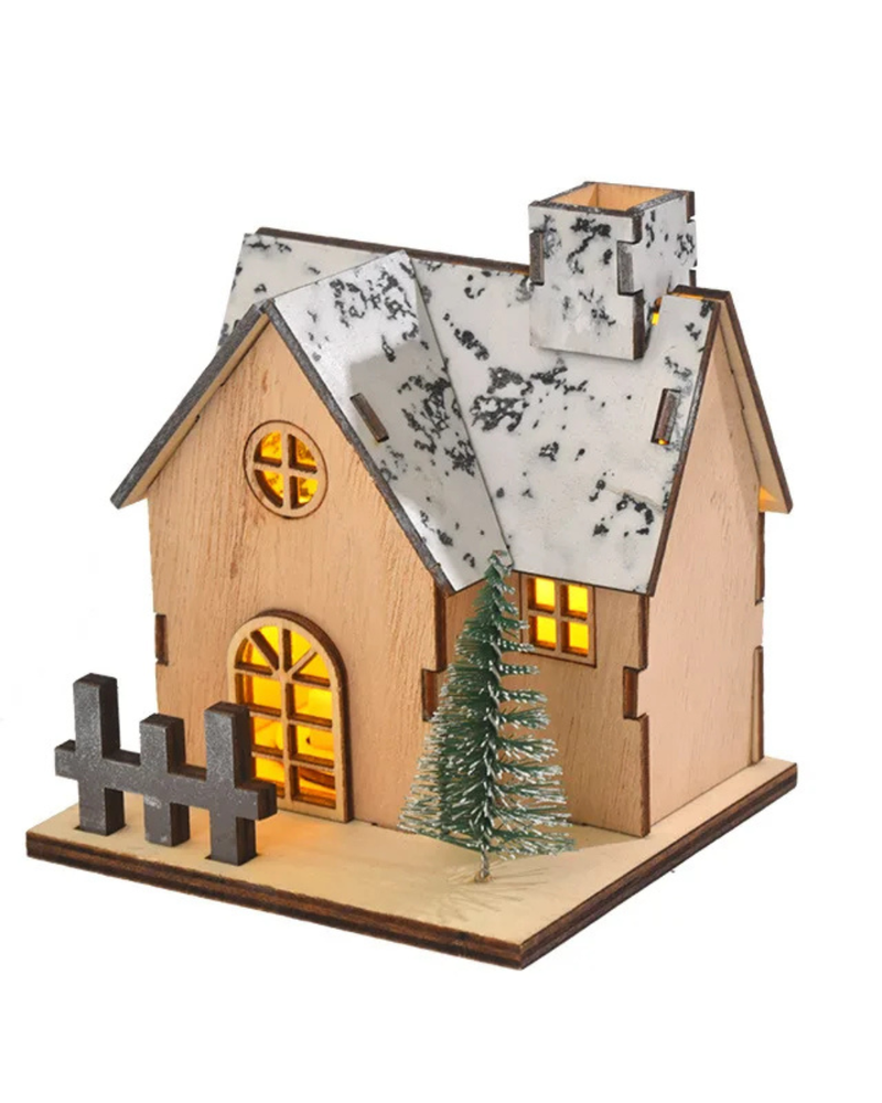 Casa de Madeira de Natal com Luz LED