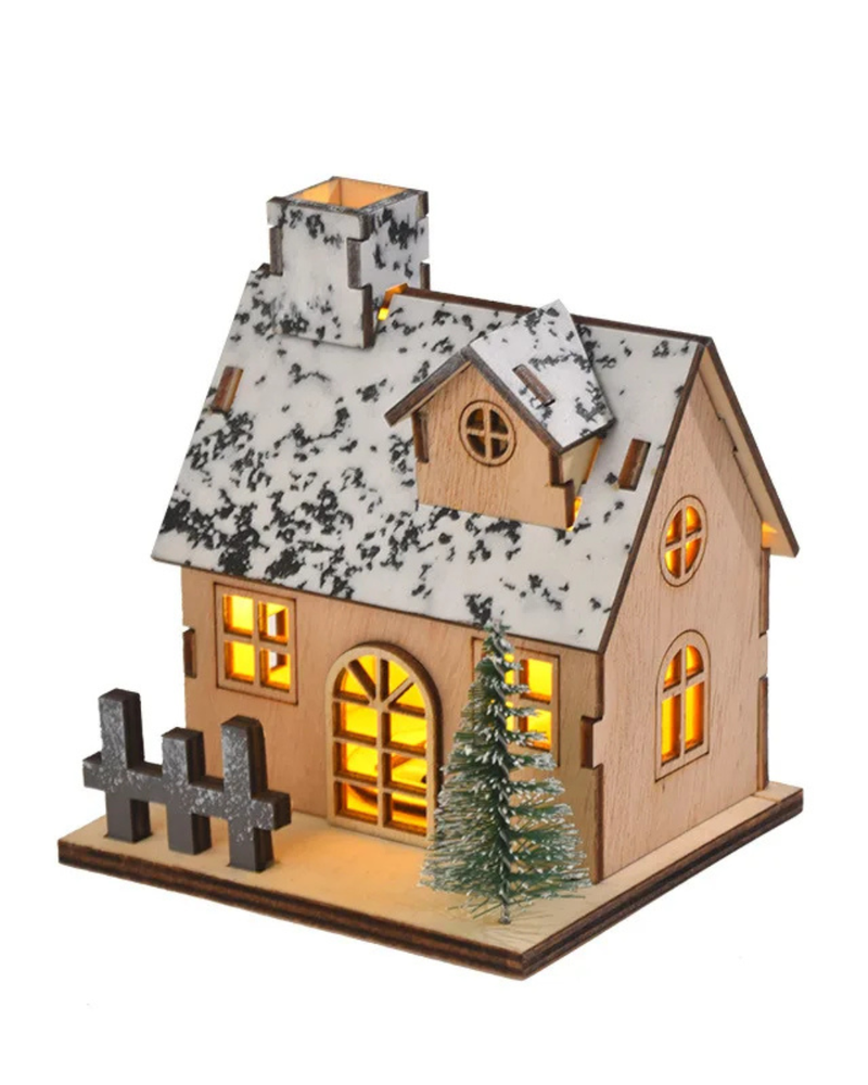 Casa de Madeira de Natal com Luz LED