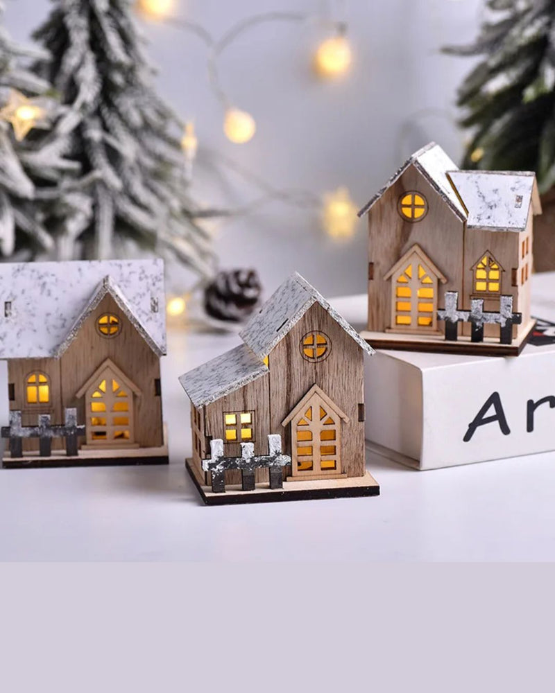Casa de Madeira de Natal com Luz LED Produto de Natal 155 Casa Farfelle 