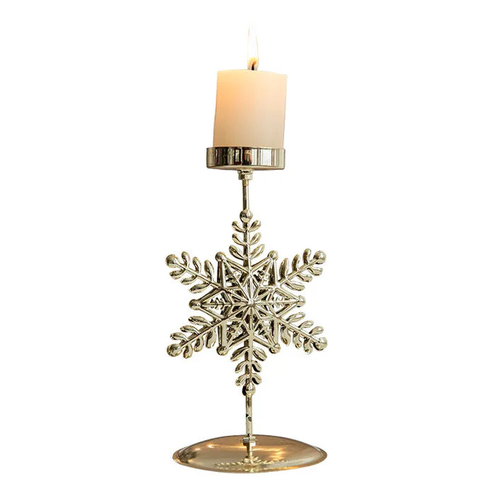 Castiçal de Ferro Dourado com Decoração Natalina - Casa Farfelle