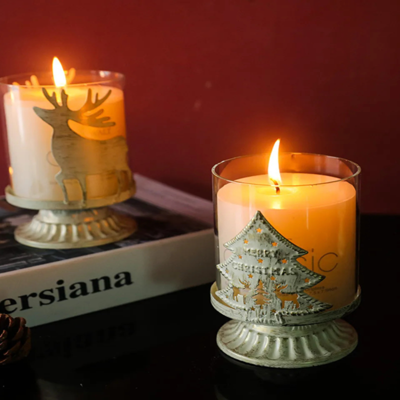 Castiçal de Natal em Vidro Retrô