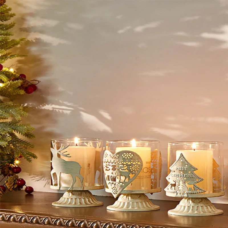 Castiçal de Natal em Vidro Retrô