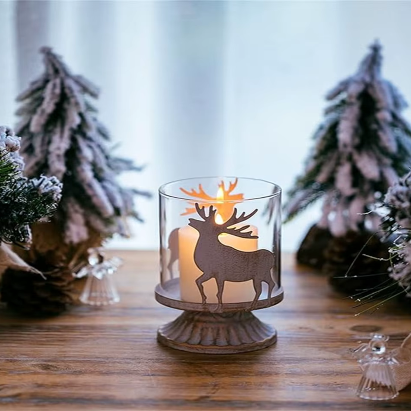 Castiçal de Natal em Vidro Retrô