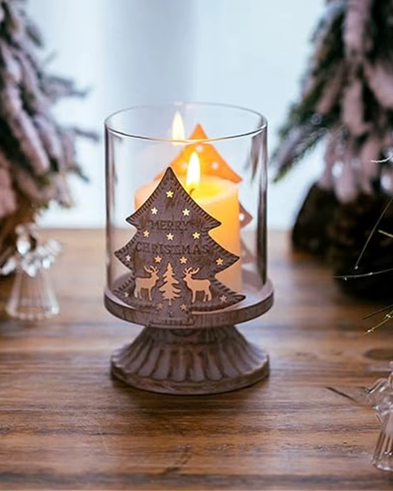 Castiçal de Natal em Vidro Retrô