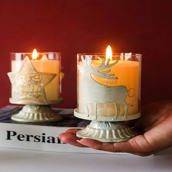 Castiçal de Natal em Vidro Retrô Produto de Natal 174 Casa Farfelle 