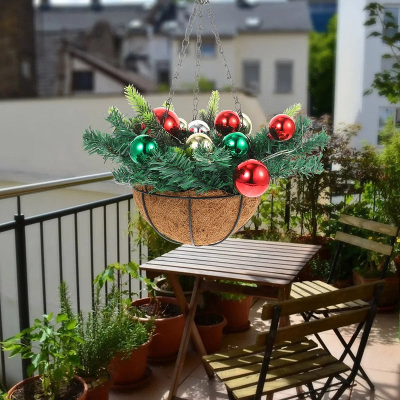 Cesta Suspensa Natalina com Luzes Led Multicoloridas Lenogue - Casa Farfelle
