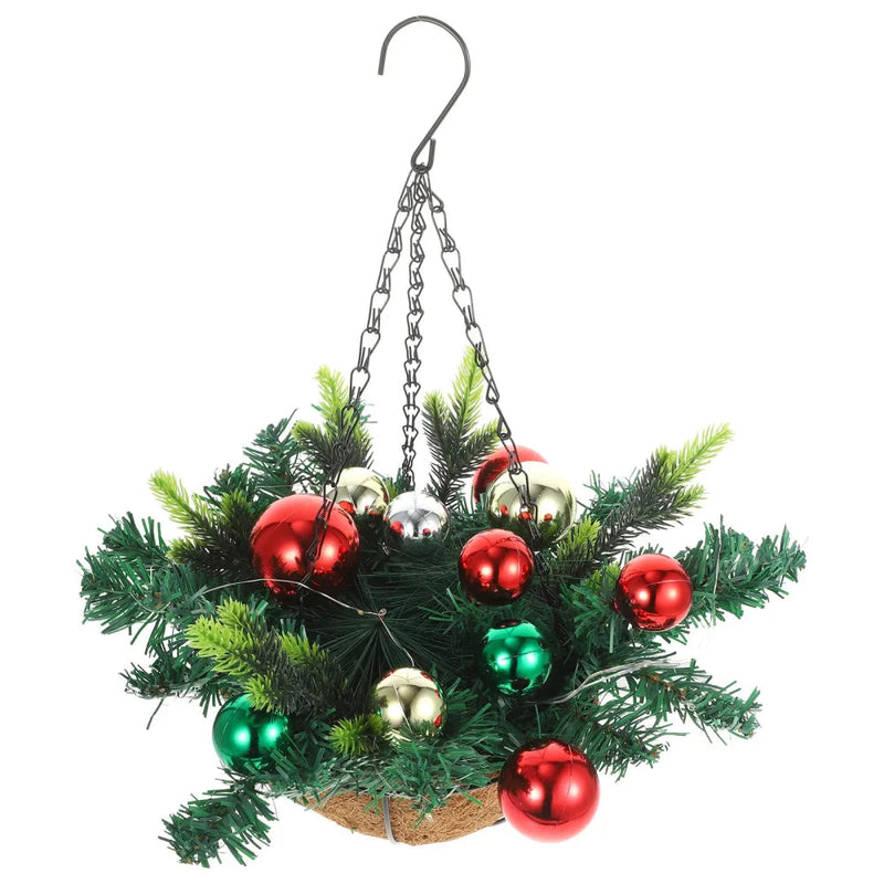 Cesta Suspensa Natalina com Luzes Led Multicoloridas Lenogue - Casa Farfelle
