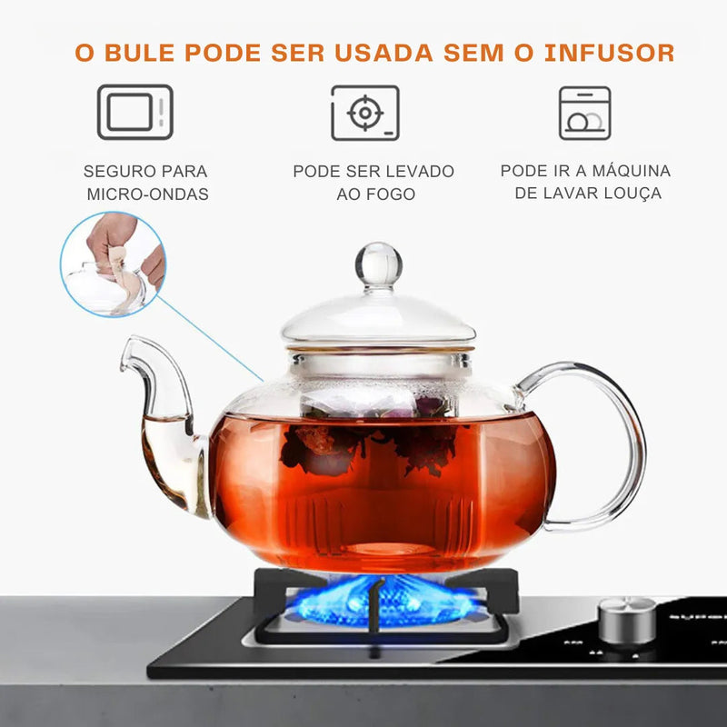 Chaleira de Vidro com Infusor Refratária - Casa Farfelle