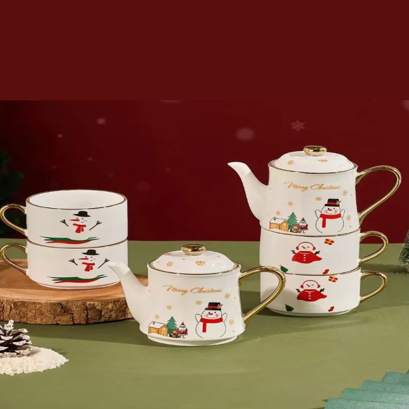Conjunto de Chá Natalino em Cerâmica Produto de Natal 149 Casa Farfelle 