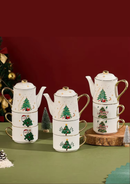 Conjunto de Chá Natalino em Cerâmica