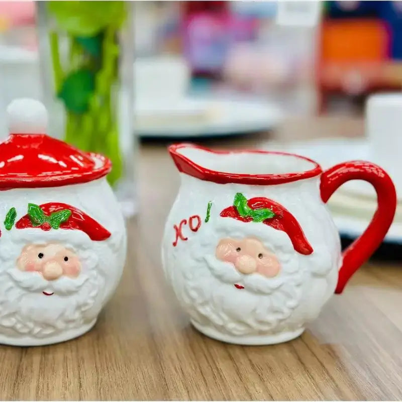Conjunto de Porcelana de Natal 2 Peças Papai Noel Decorativo - Casa Farfelle