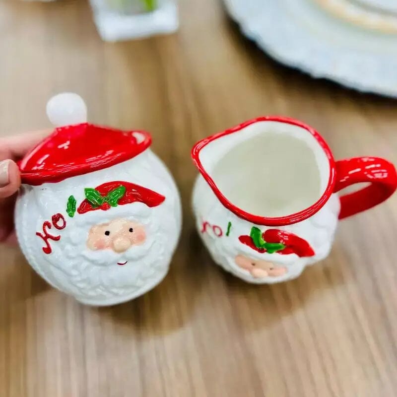 Conjunto de Porcelana de Natal 2 Peças Papai Noel Decorativo - Casa Farfelle