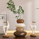 Conjunto de Vasos Criativos Cervo com Pedras Empilhadas para Decoração - Casa Farfelle