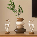Conjunto de Vasos Criativos Cervo com Pedras Empilhadas para Decoração - Casa Farfelle