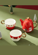 Conjunto Natalino de Bule e Caneca em Cerâmica