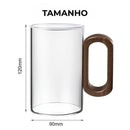 Copo de Vidro com Alça de Madeira Fuméa