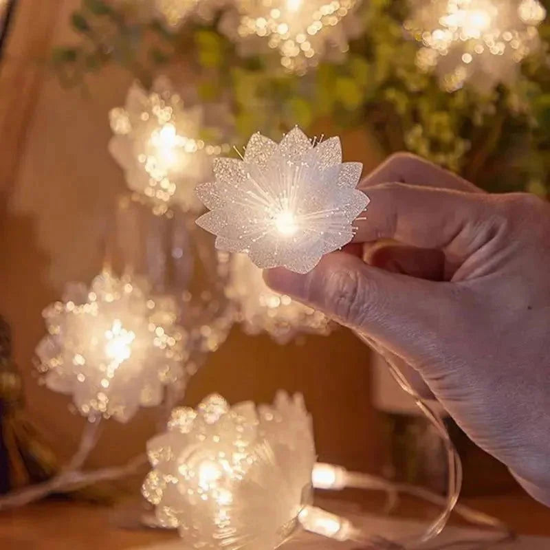 Cordão de Luz Led Decorativo com Flores para Natal Lenogue - Casa Farfelle