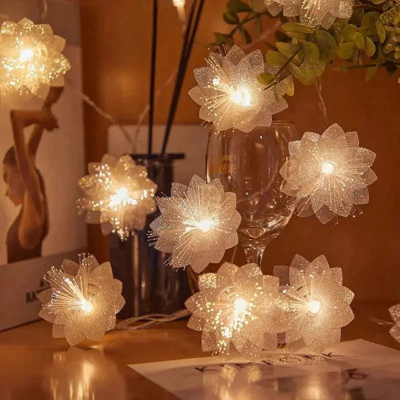 Cordão de Luz Led Decorativo com Flores para Natal Lenogue - Casa Farfelle