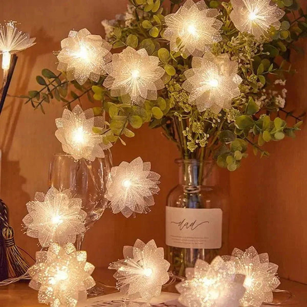 Cordão de Luz Led Decorativo com Flores para Natal Lenogue - Casa Farfelle