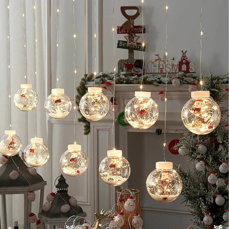 Cordão de Luzes Led Decorativas para Natal com Bolinhas Festivas Lenogue - Casa Farfelle
