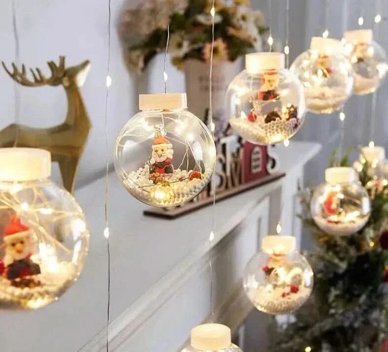 Cortina de Luzes em LED Globos Decoração de Natal Produto de Natal 215 Casa Farfelle 